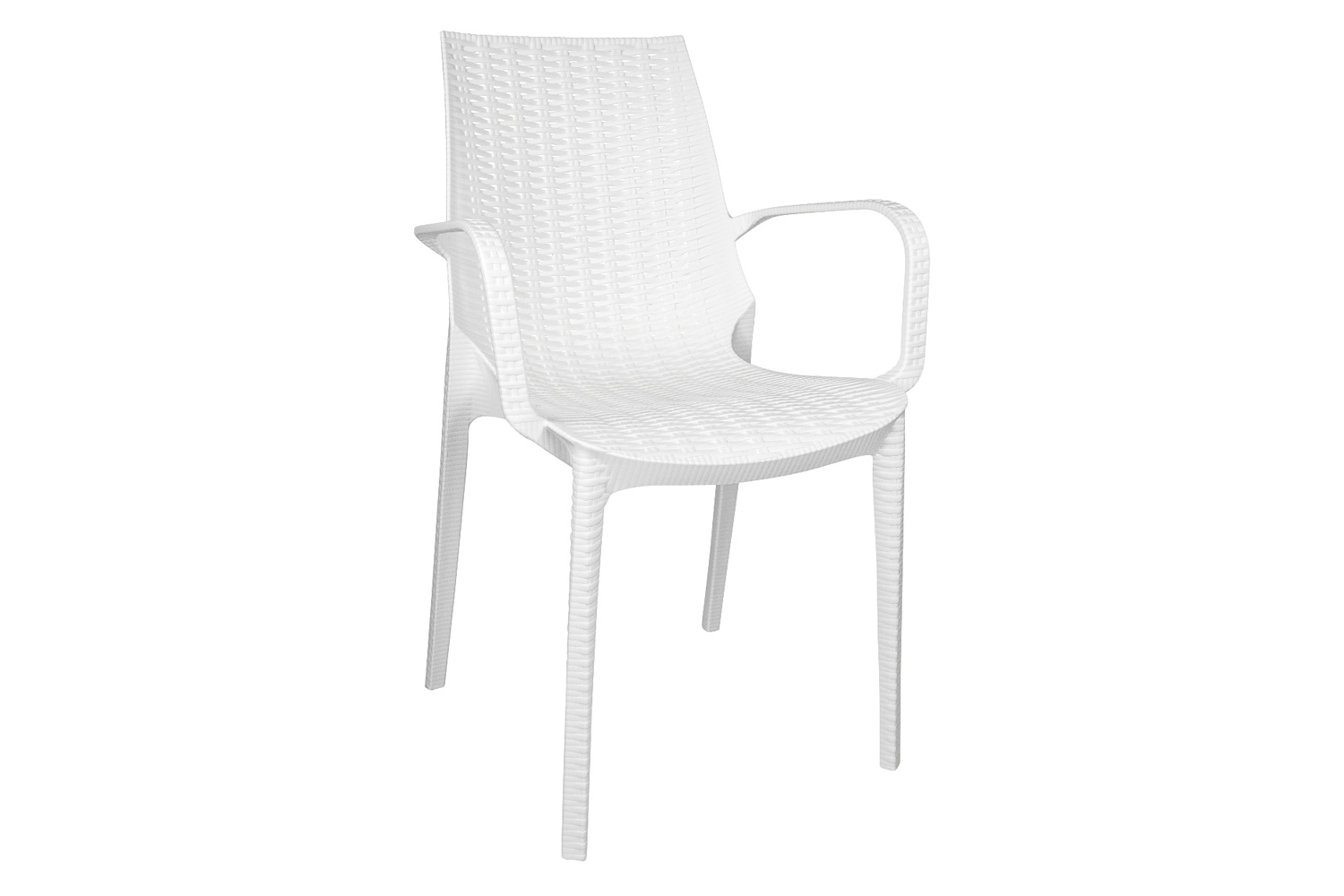 LeisureMod Kent Outdoor Dining Arm Chair - White