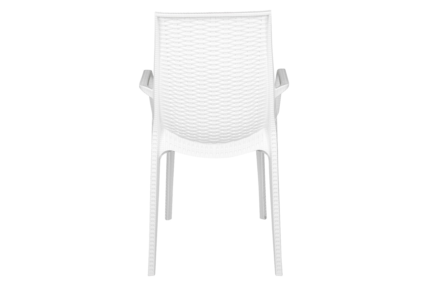 LeisureMod Kent Outdoor Dining Arm Chair - White