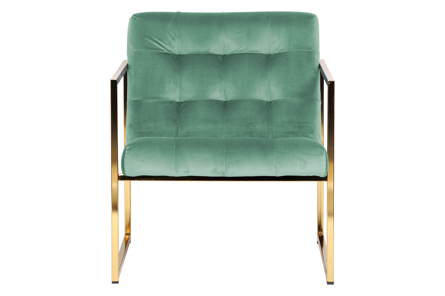 LeisureMod Lexington Tufted Velvet Accent Armchair with Gold Frame - Turquoise