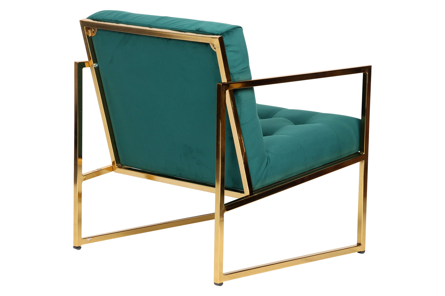 LeisureMod™ Lexington Tufted Velvet Accent Armchair with Gold Frame - Emerald/Green