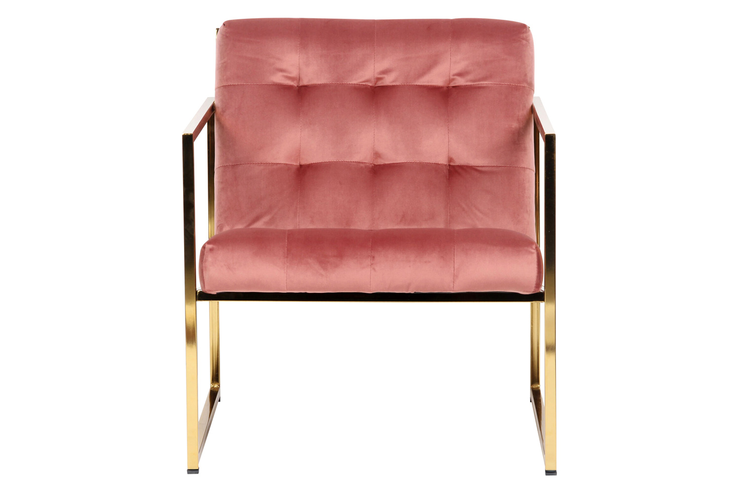 LeisureMod™ Lexington Tufted Velvet Accent Armchair with Gold Frame - Royal/Rose