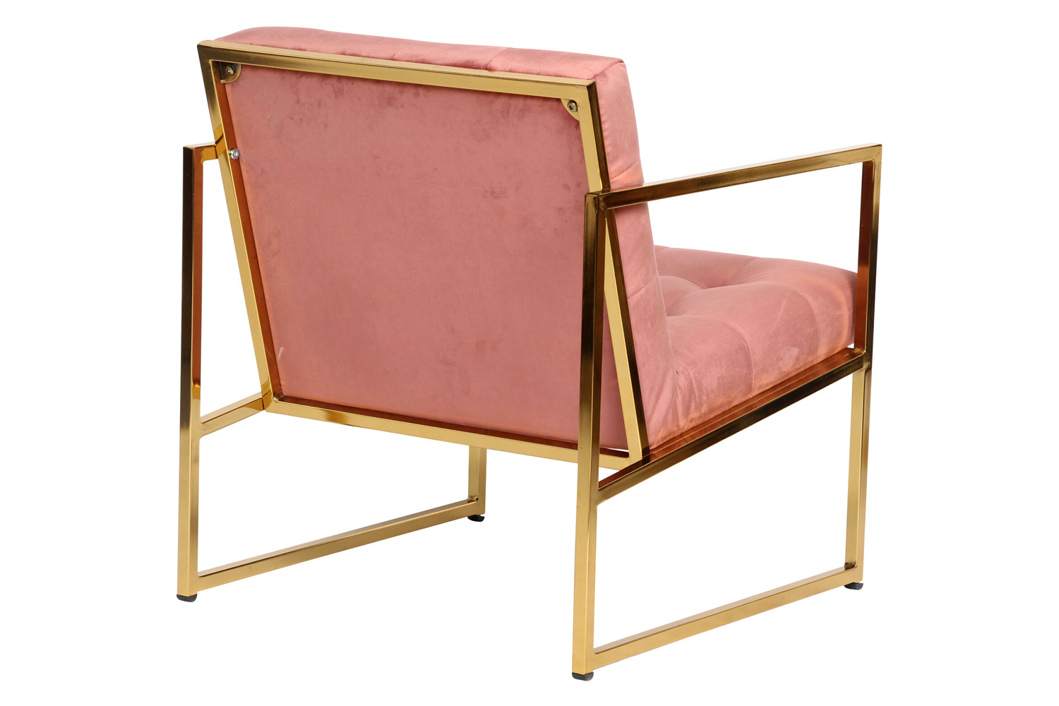 LeisureMod™ Lexington Tufted Velvet Accent Armchair with Gold Frame - Royal/Rose