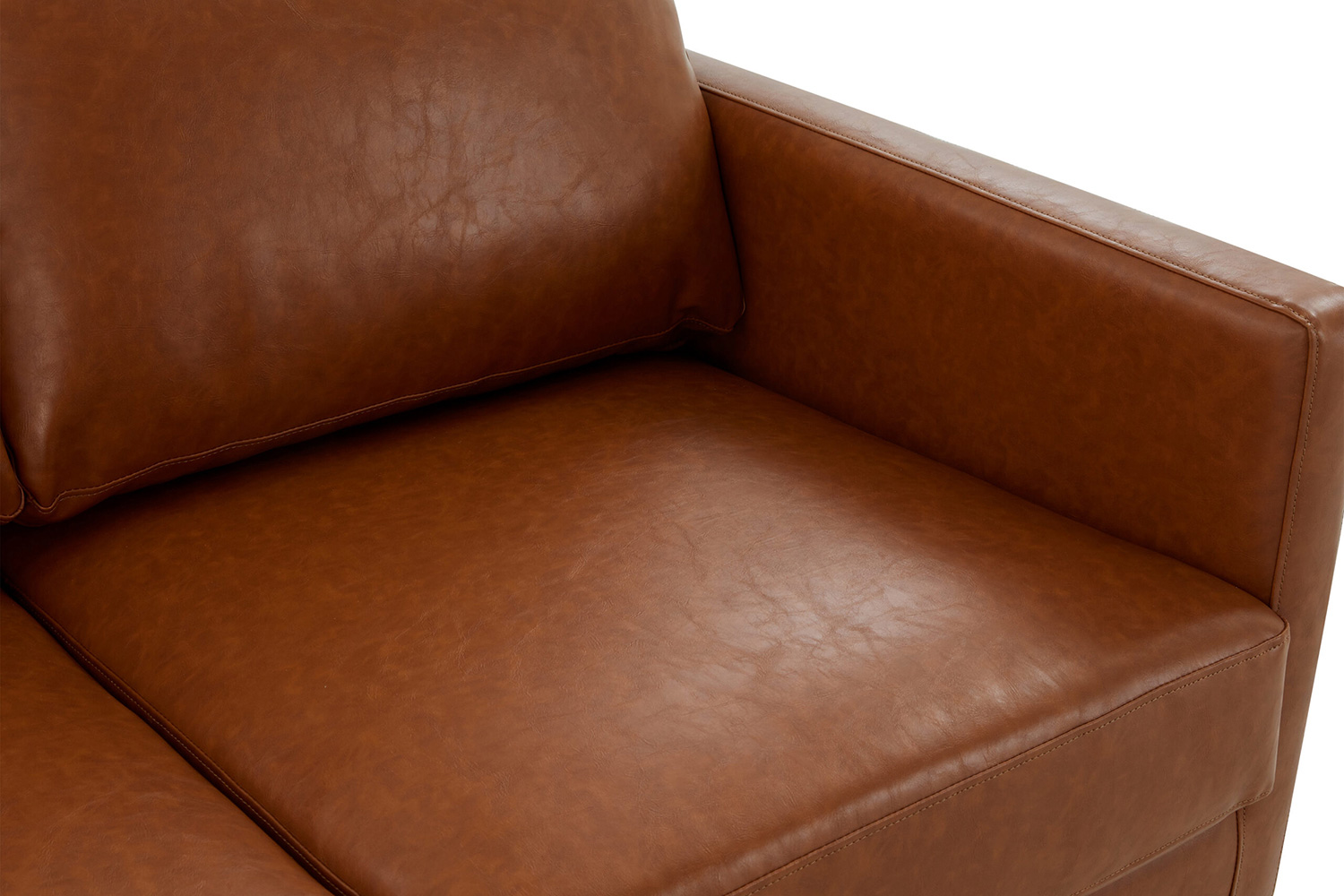 LeisureMod Lincoln Leather Loveseat with Gold Frame - Cognac/Tan