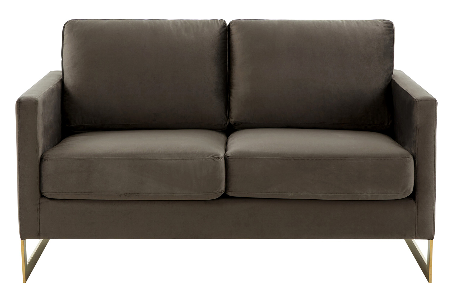 LeisureMod Lincoln Velvet Loveseat with Gold Frame - Dark Gray