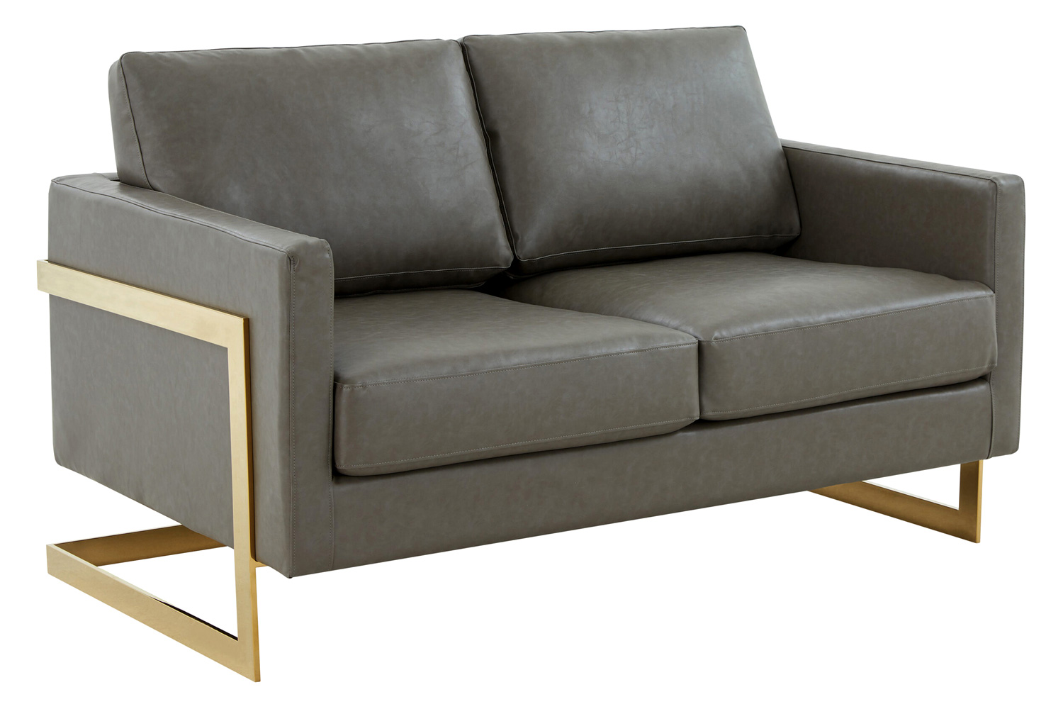 LeisureMod Lincoln Velvet Loveseat with Gold Frame