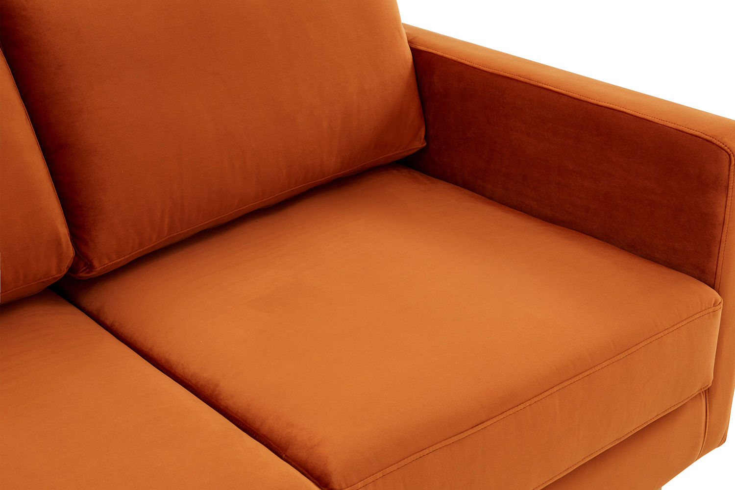 LeisureMod Lincoln Velvet Loveseat with Gold Frame - Orange/Marmalade