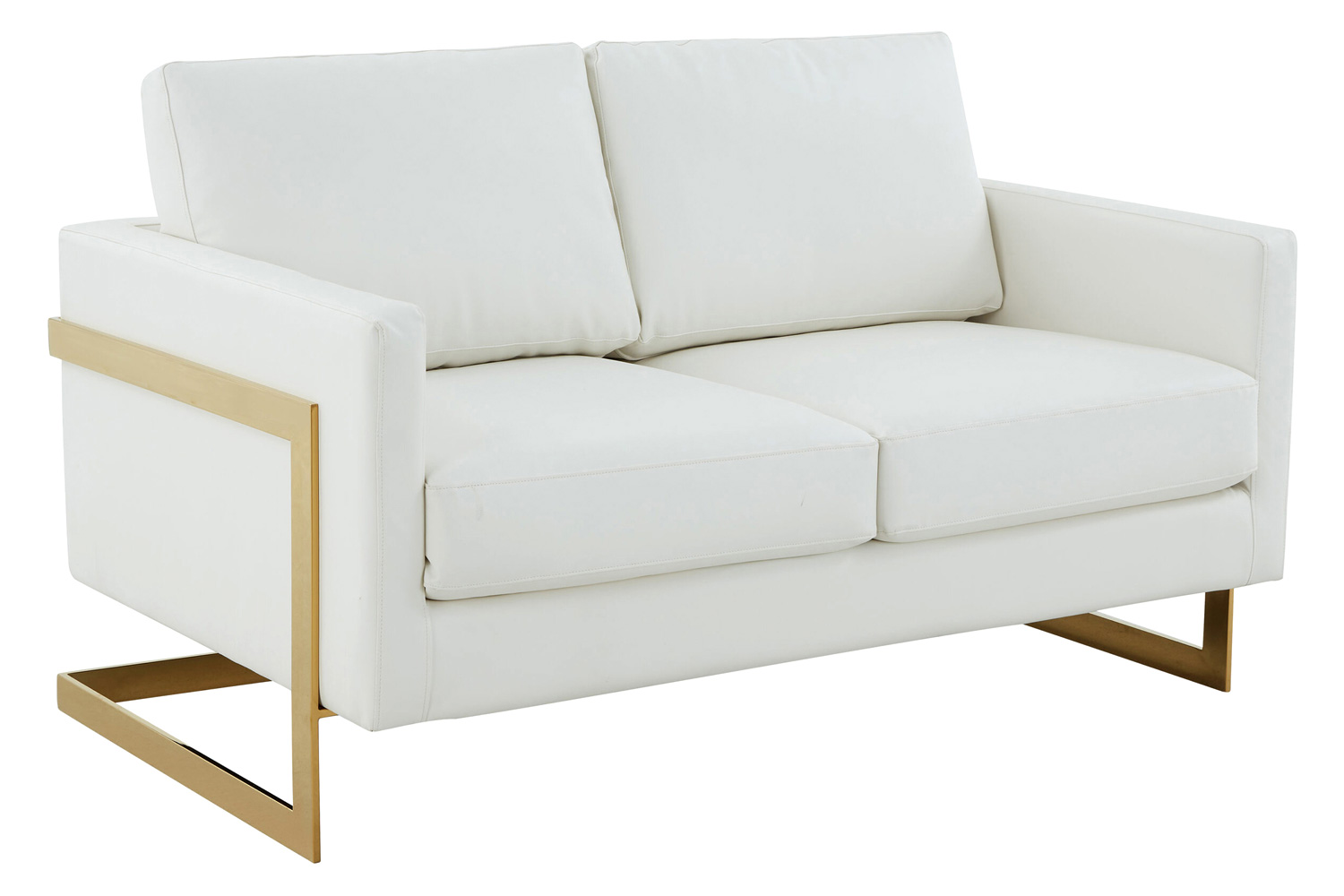 LeisureMod Lincoln Velvet Loveseat with Gold Frame