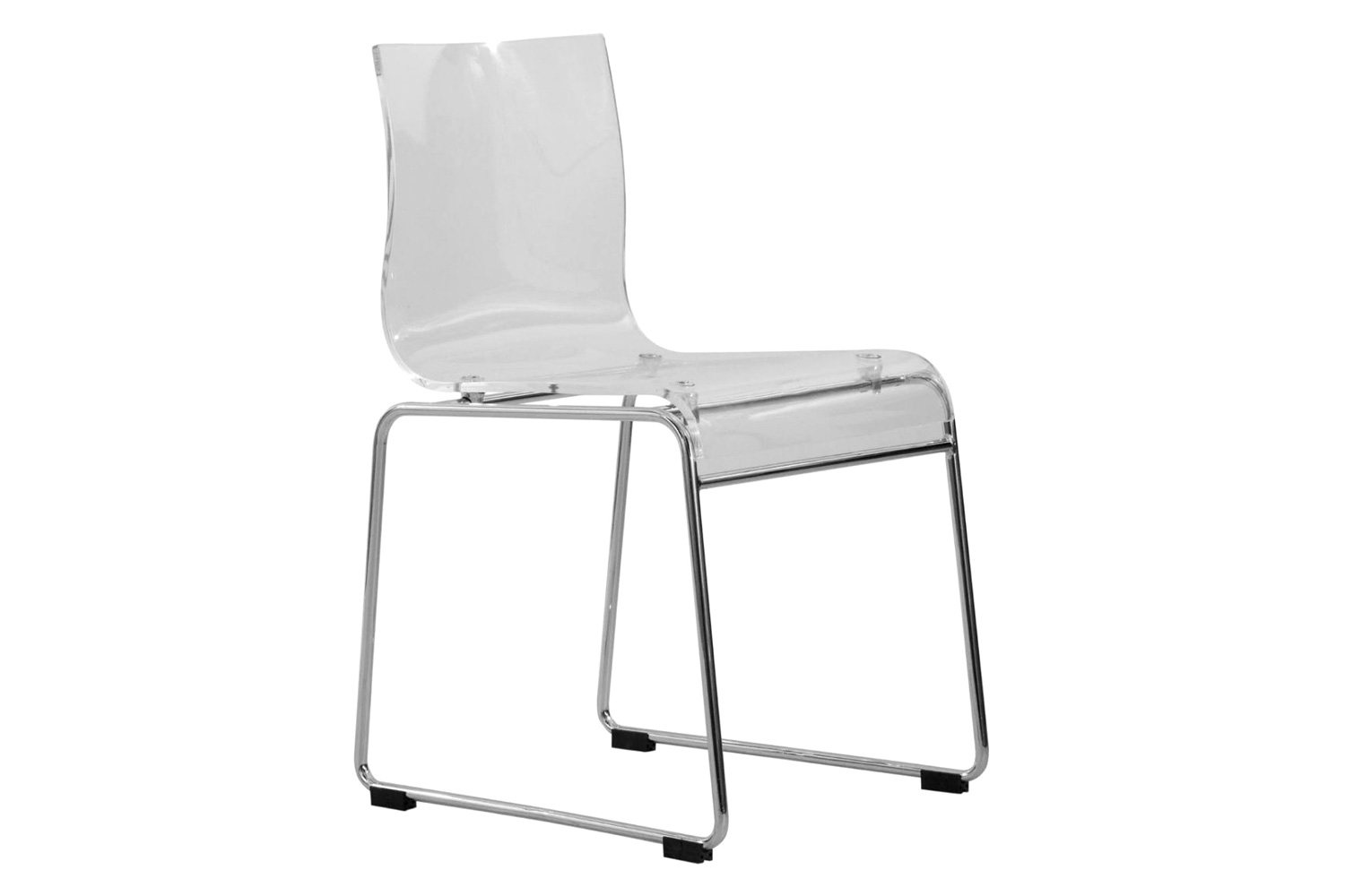 LeisureMod Lima Modern Acrylic Dining Chair with Chrome Base