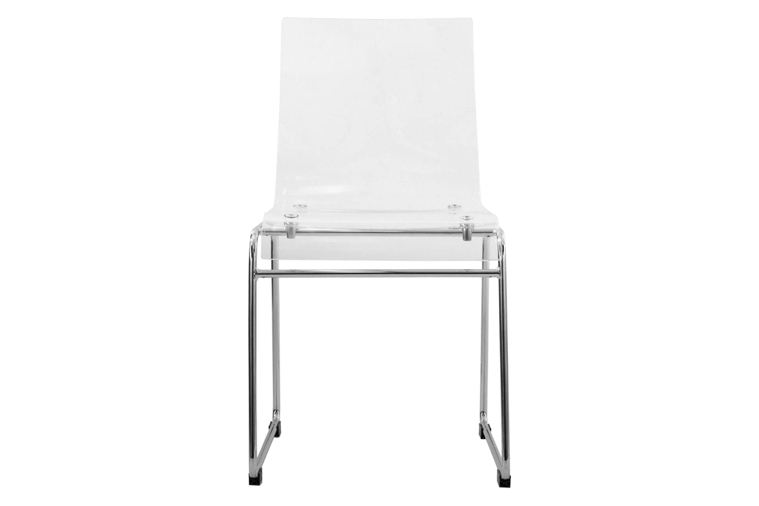 LeisureMod Lima Modern Acrylic Dining Chair with Chrome Base - Clear