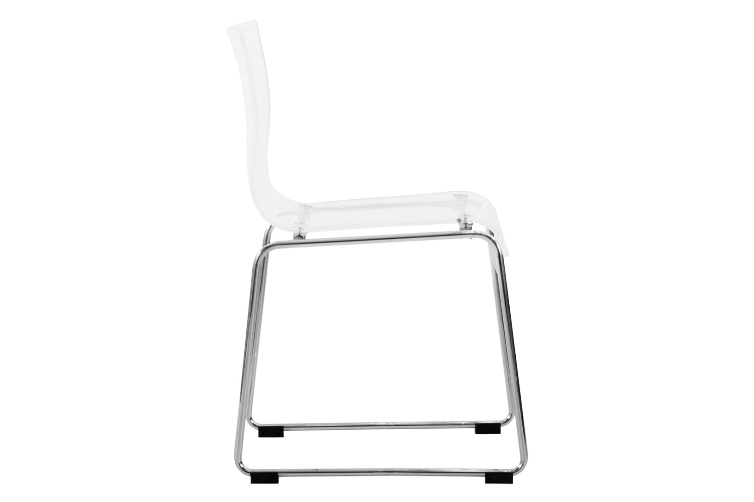 LeisureMod Lima Modern Acrylic Dining Chair with Chrome Base - Clear