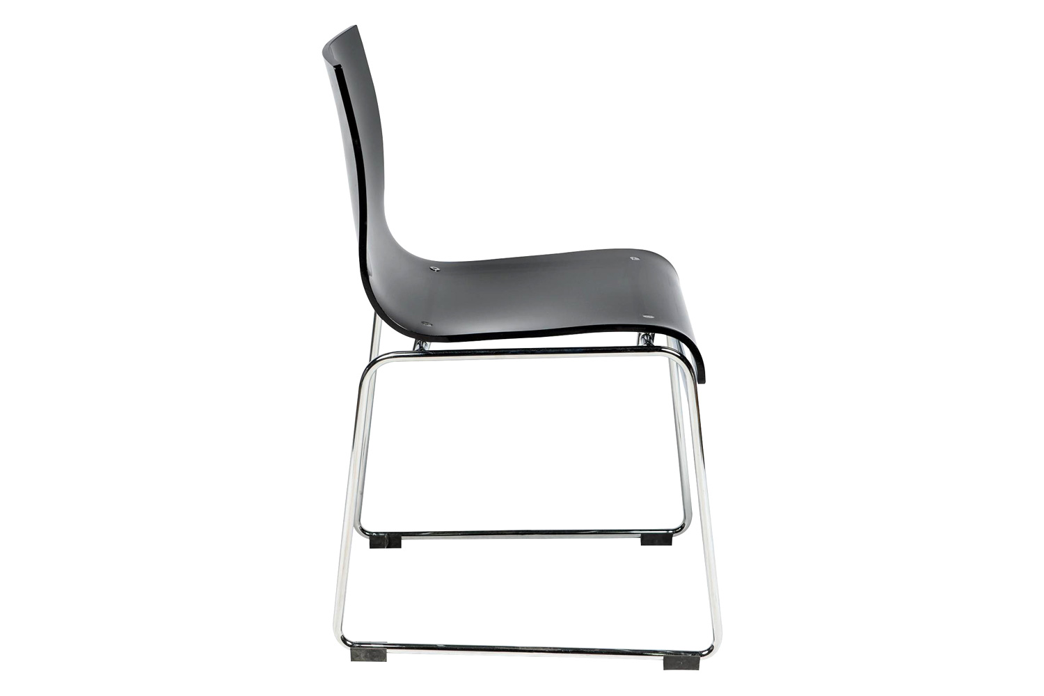 LeisureMod Lima Modern Acrylic Dining Chair with Chrome Base - Black