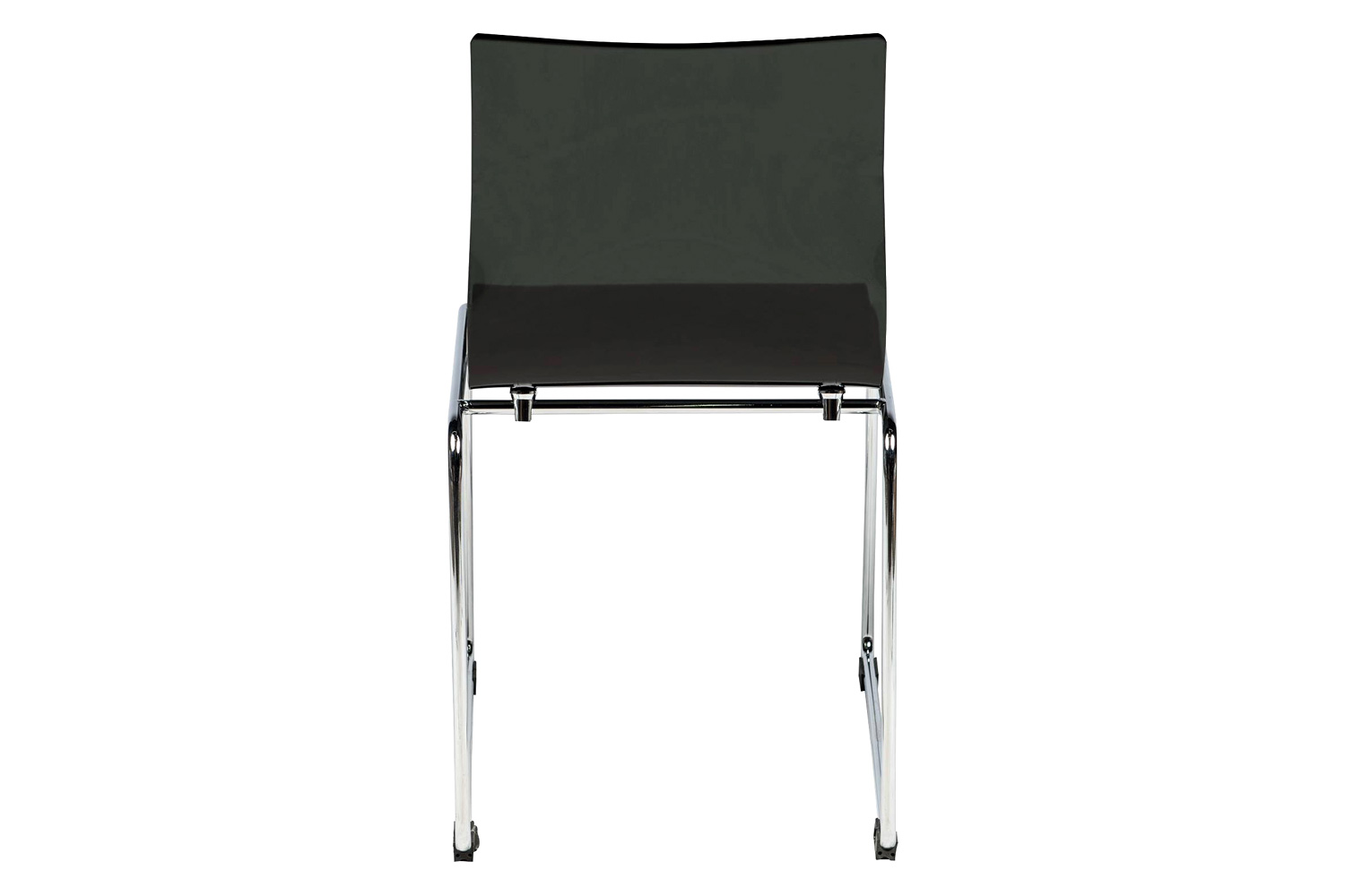 LeisureMod Lima Modern Acrylic Dining Chair with Chrome Base - Black