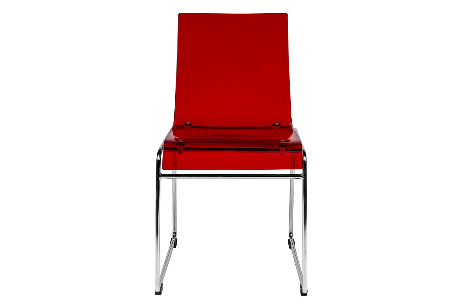 LeisureMod Lima Modern Acrylic Dining Chair with Chrome Base - Red