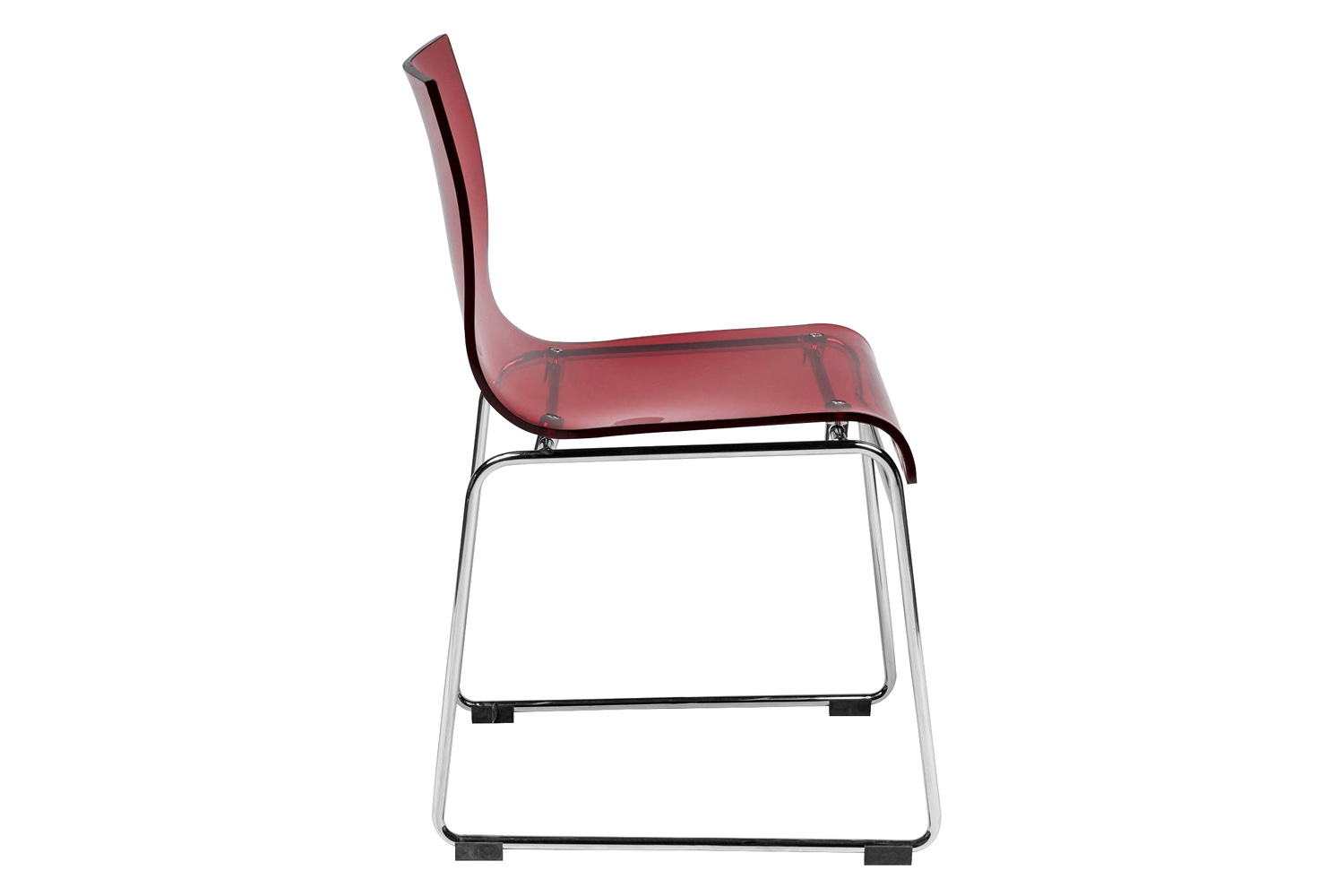 LeisureMod Lima Modern Acrylic Dining Chair with Chrome Base - Red