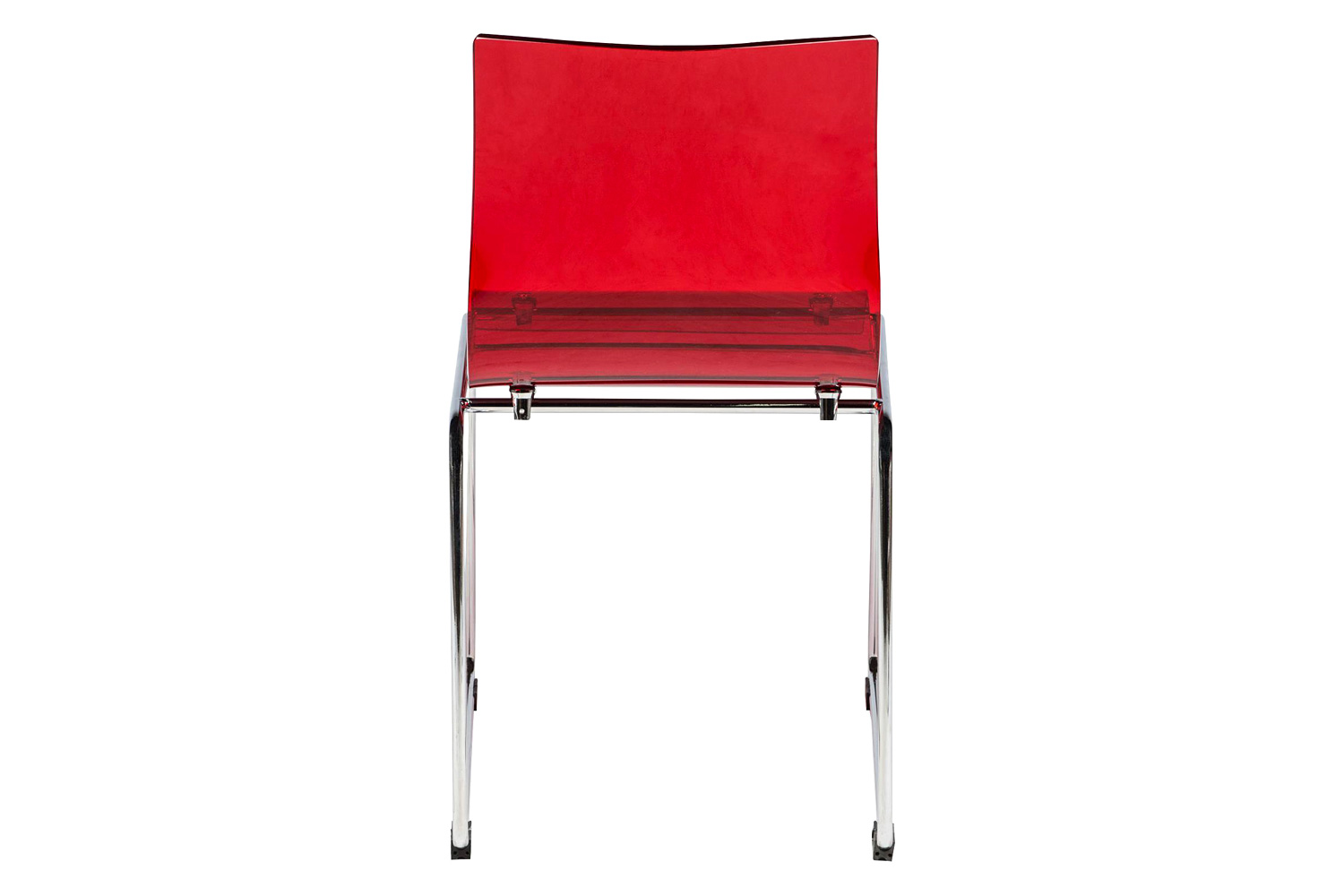 LeisureMod Lima Modern Acrylic Dining Chair with Chrome Base - Red