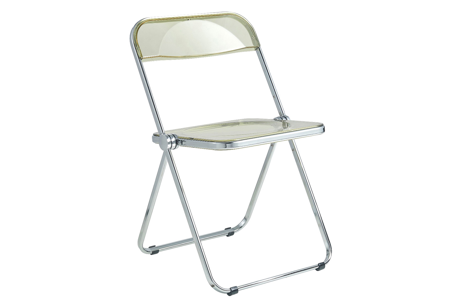 LeisureMod Lawrence Acrylic Folding Chair with Chrome Metal Frame