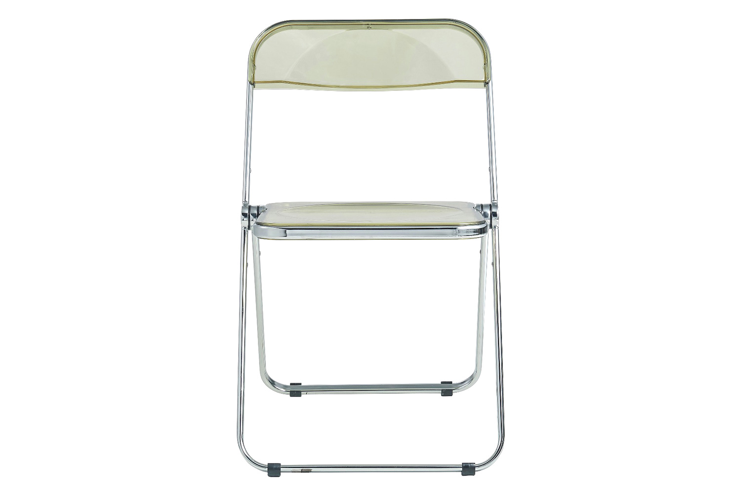 LeisureMod Lawrence Acrylic Folding Chair with Chrome Metal Frame - Amber