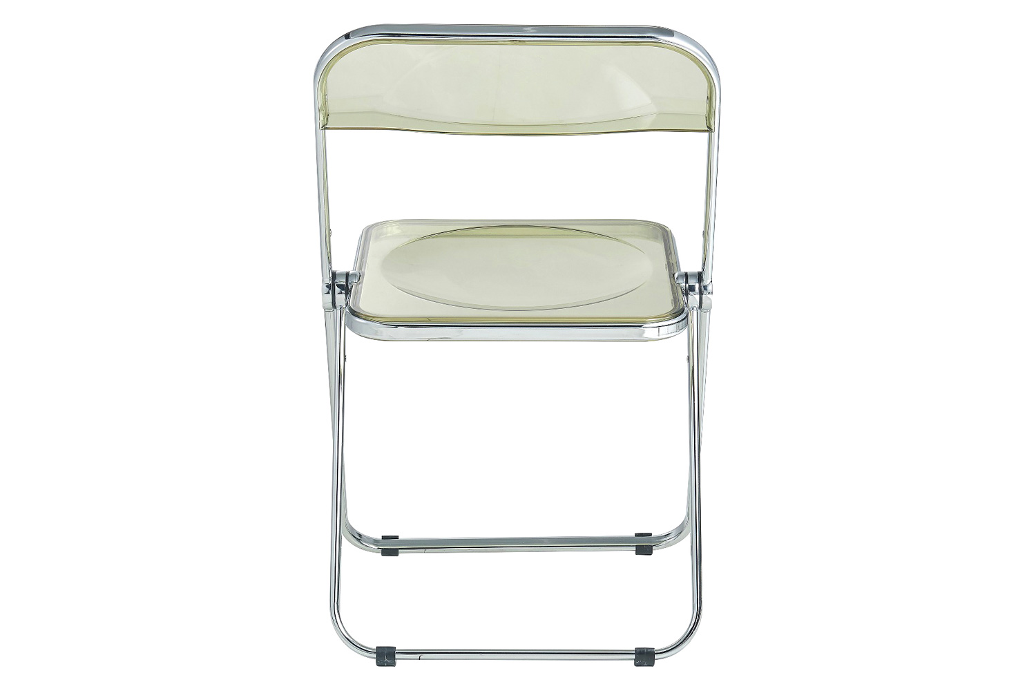 LeisureMod Lawrence Acrylic Folding Chair with Chrome Metal Frame - Amber