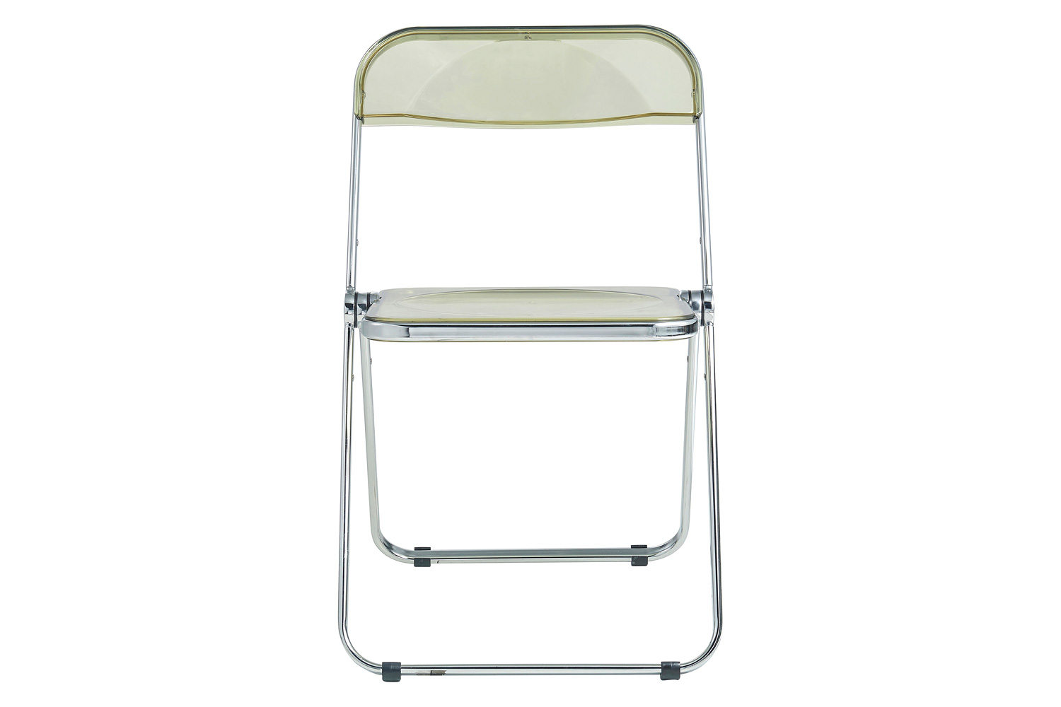 LeisureMod Lawrence Acrylic Folding Chair with Chrome Metal Frame - Amber