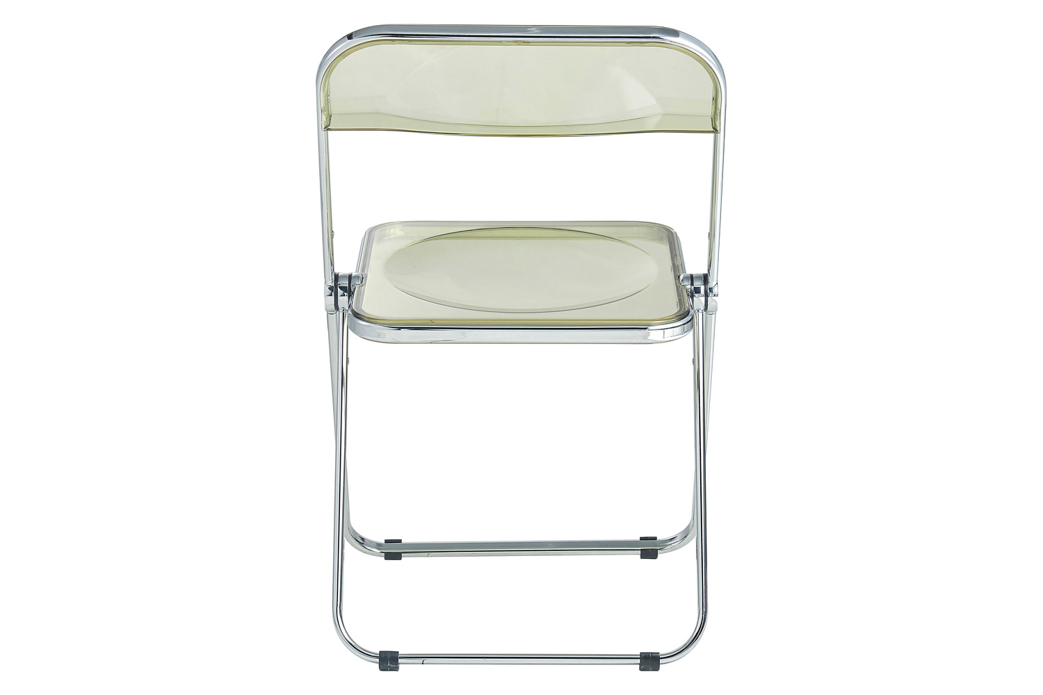 LeisureMod Lawrence Acrylic Folding Chair with Chrome Metal Frame - Amber