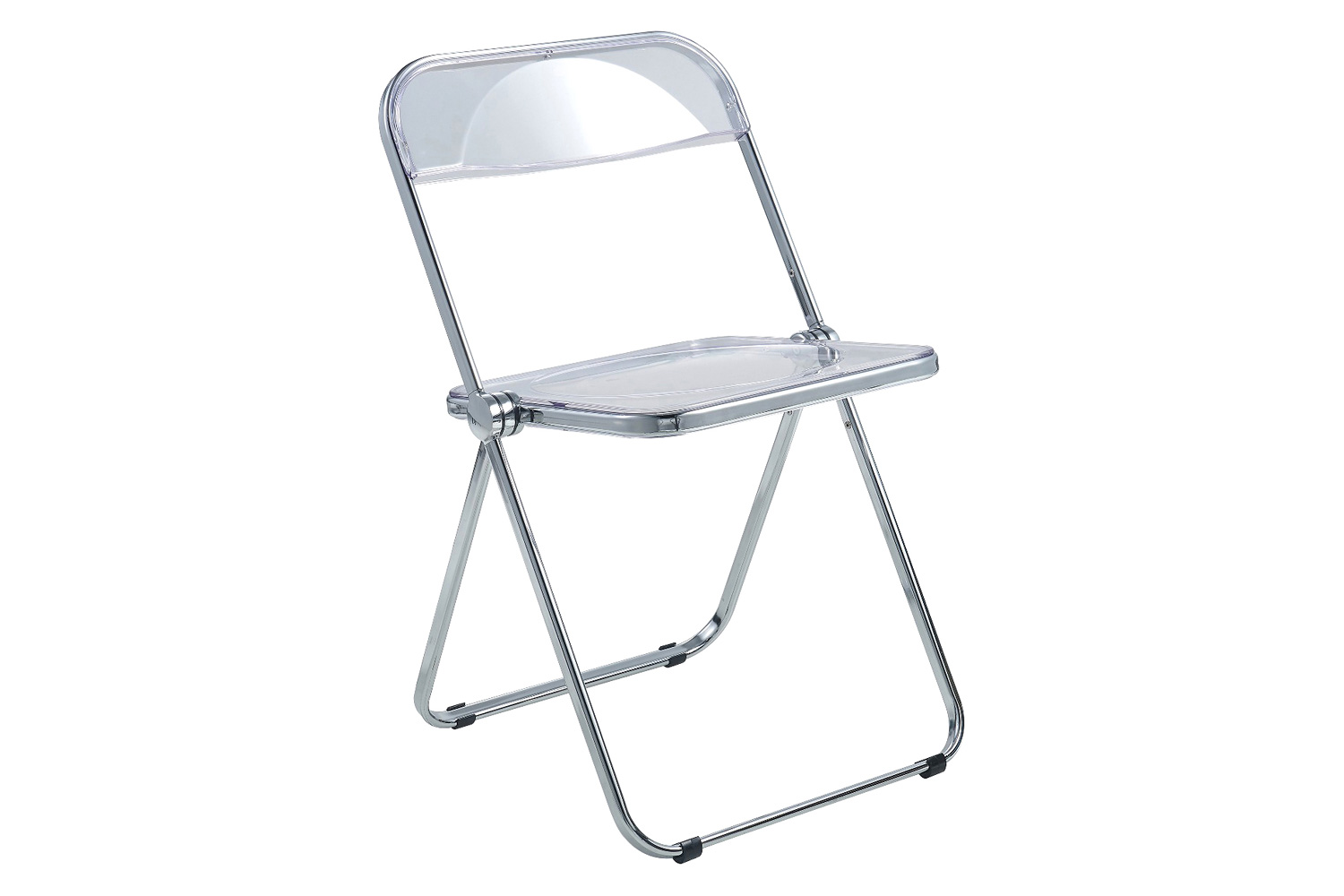 LeisureMod Lawrence Acrylic Folding Chair with Chrome Metal Frame