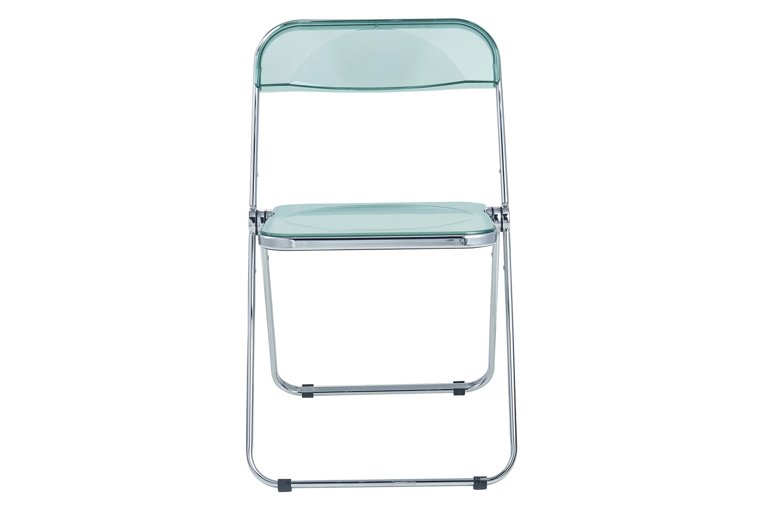 LeisureMod Lawrence Acrylic Folding Chair with Chrome Metal Frame - Jade/Green