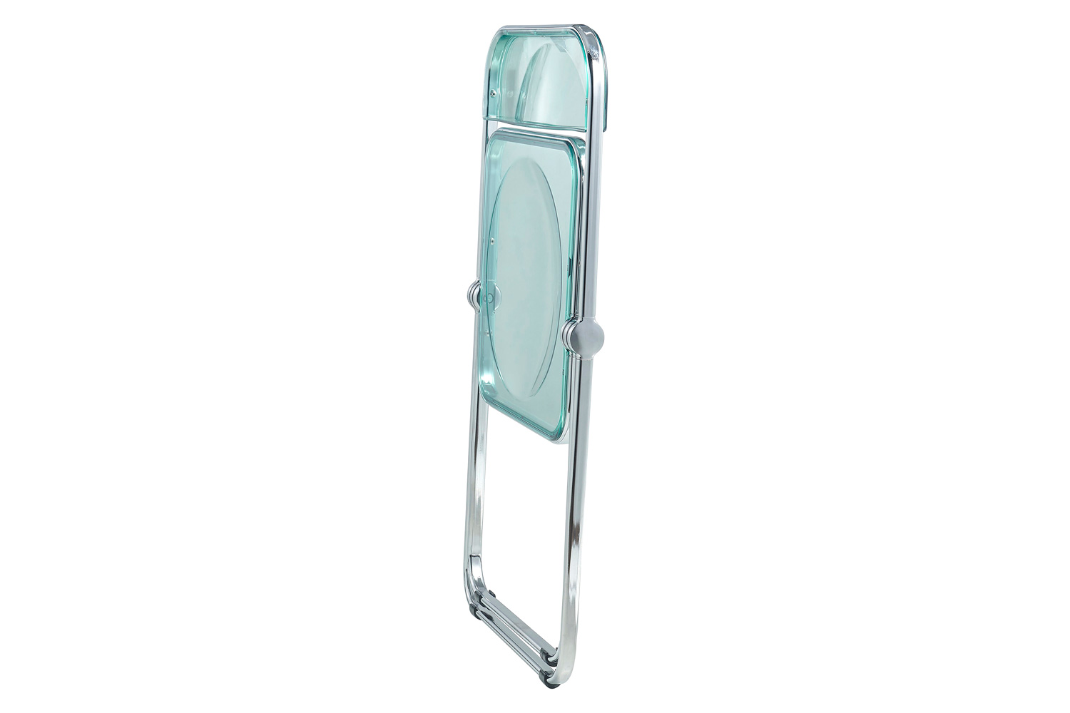 LeisureMod Lawrence Acrylic Folding Chair with Chrome Metal Frame - Jade/Green