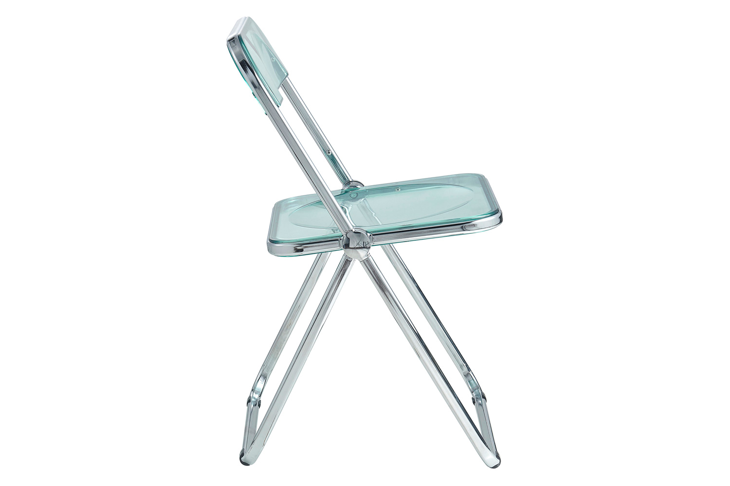 LeisureMod Lawrence Acrylic Folding Chair with Chrome Metal Frame - Jade/Green