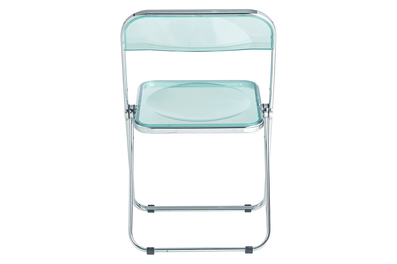 LeisureMod Lawrence Acrylic Folding Chair with Chrome Metal Frame - Jade/Green