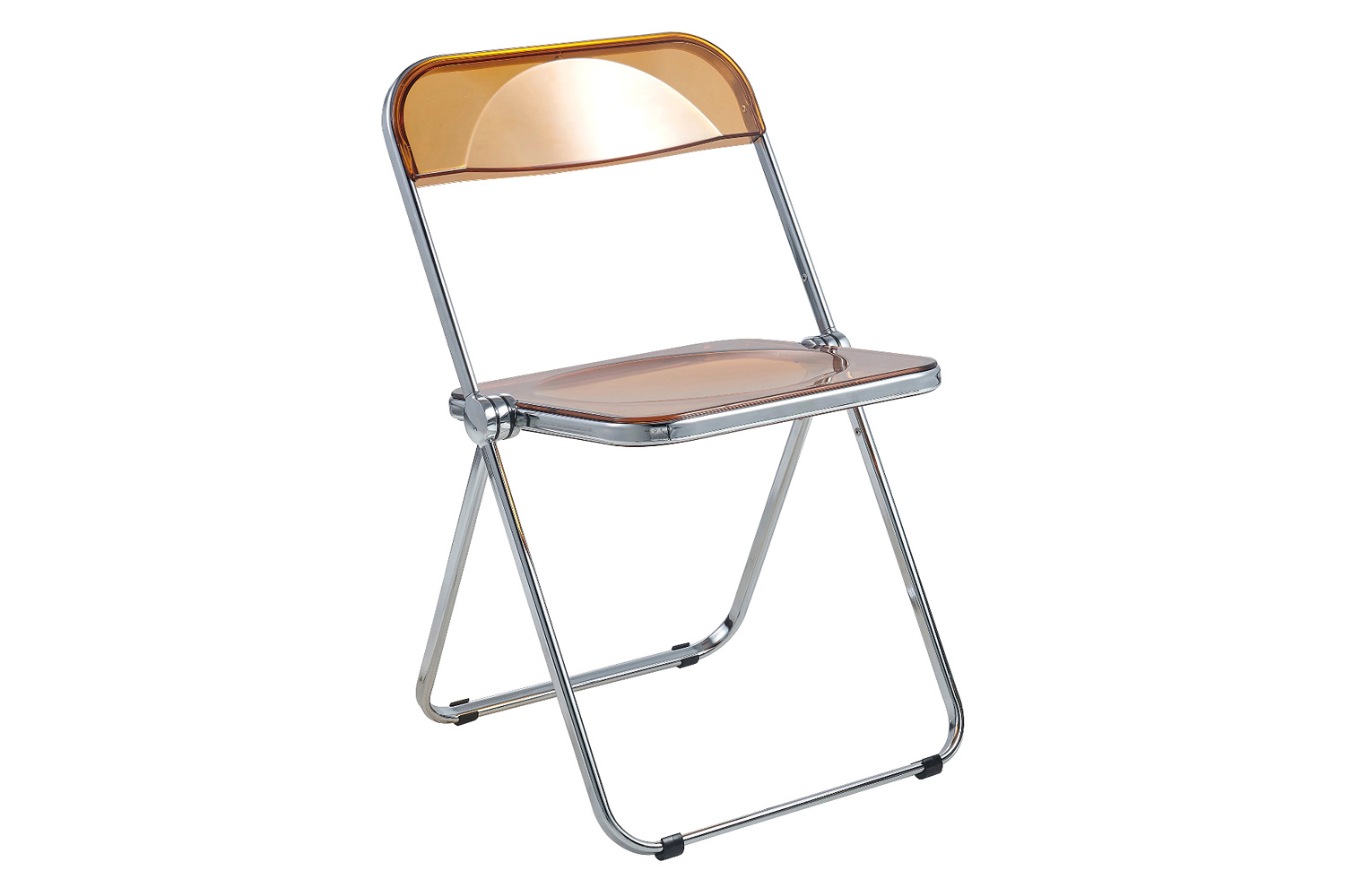 LeisureMod Lawrence Acrylic Folding Chair with Chrome Metal Frame