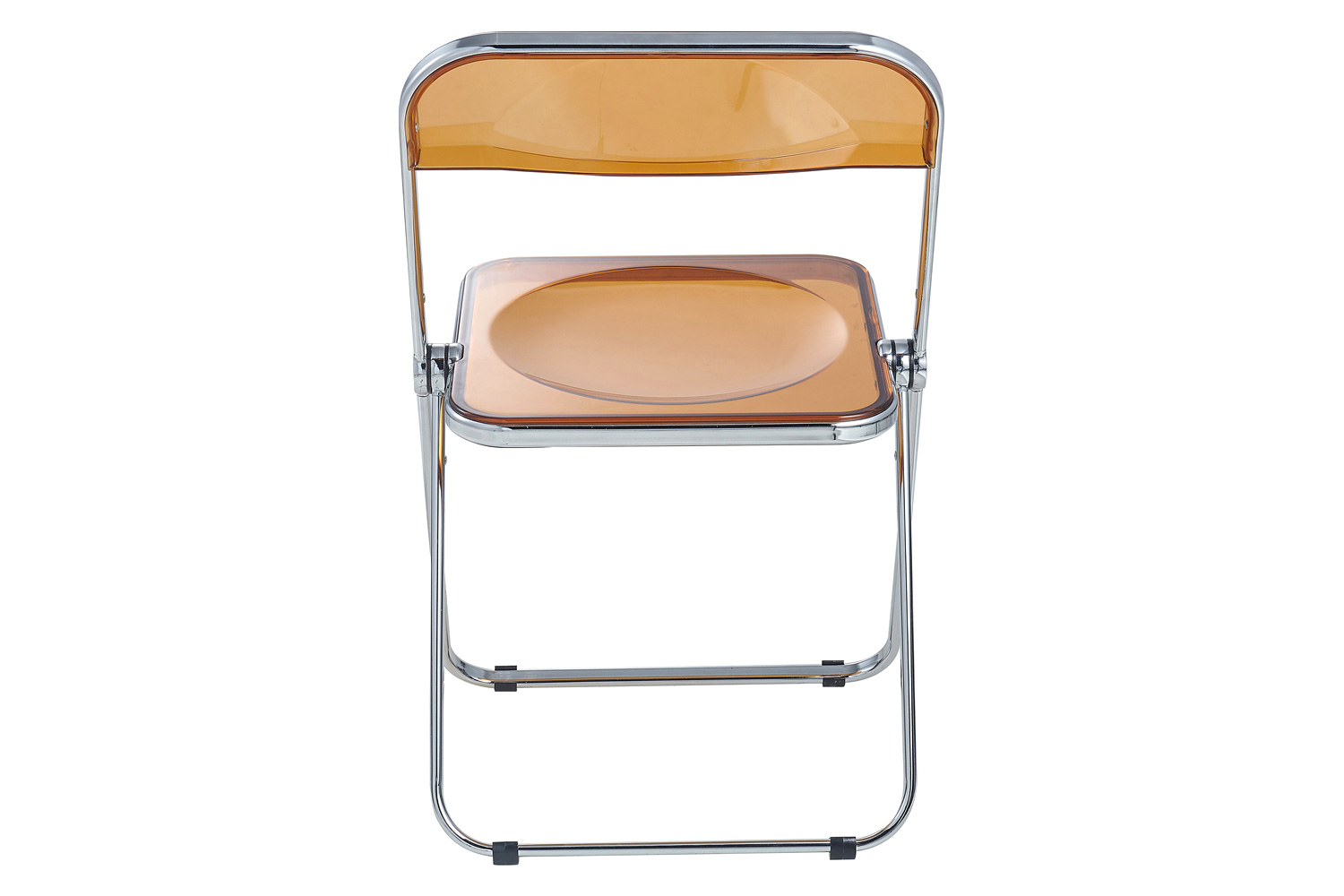 LeisureMod Lawrence Acrylic Folding Chair with Chrome Metal Frame - Tangerine