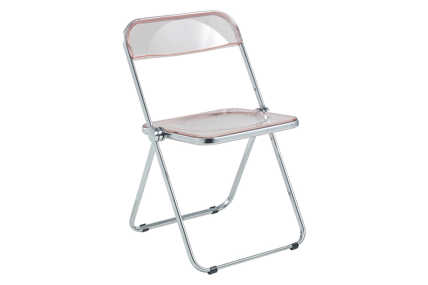 LeisureMod Lawrence Acrylic Folding Chair with Chrome Metal Frame