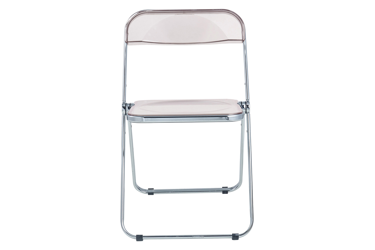 LeisureMod Lawrence Acrylic Folding Chair with Chrome Metal Frame - Rose/Pink