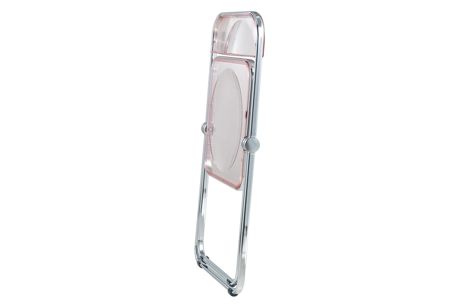 LeisureMod Lawrence Acrylic Folding Chair with Chrome Metal Frame - Rose/Pink