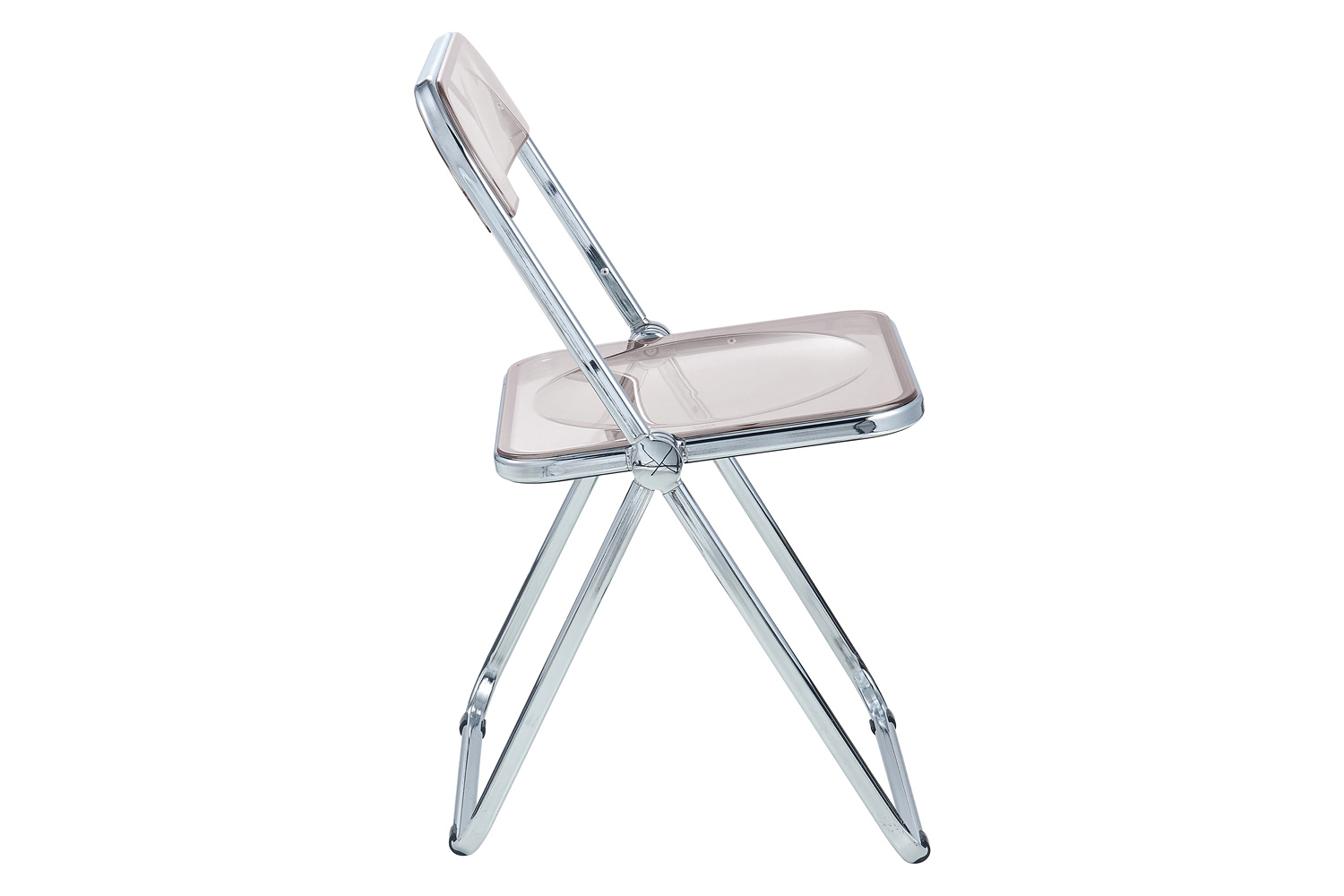 LeisureMod Lawrence Acrylic Folding Chair with Chrome Metal Frame - Rose/Pink