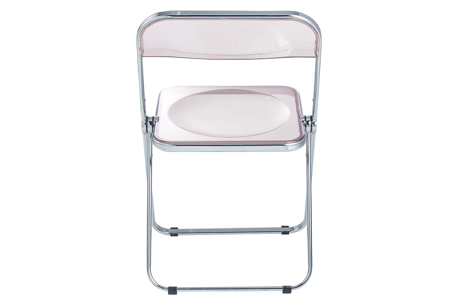 LeisureMod Lawrence Acrylic Folding Chair with Chrome Metal Frame - Rose/Pink