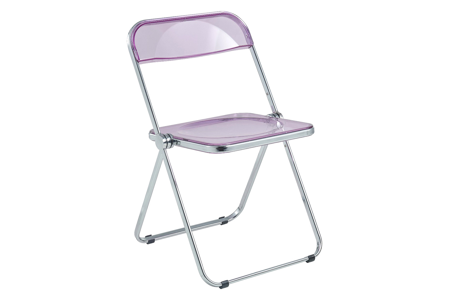 LeisureMod Lawrence Acrylic Folding Chair with Chrome Metal Frame