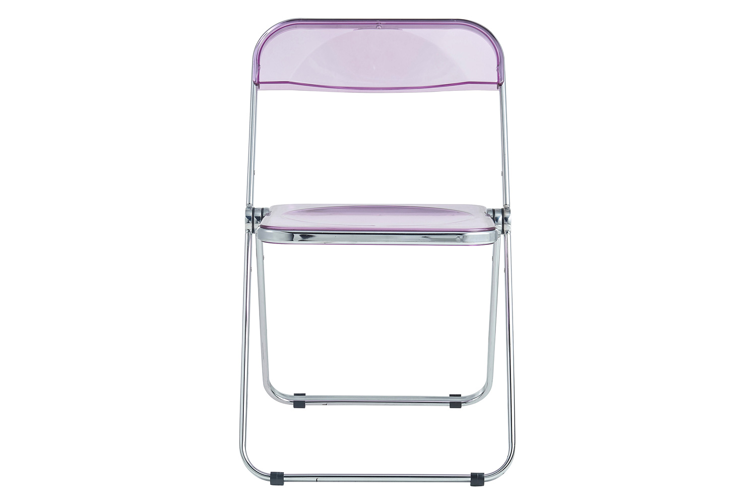 LeisureMod Lawrence Acrylic Folding Chair with Chrome Metal Frame - Magenta