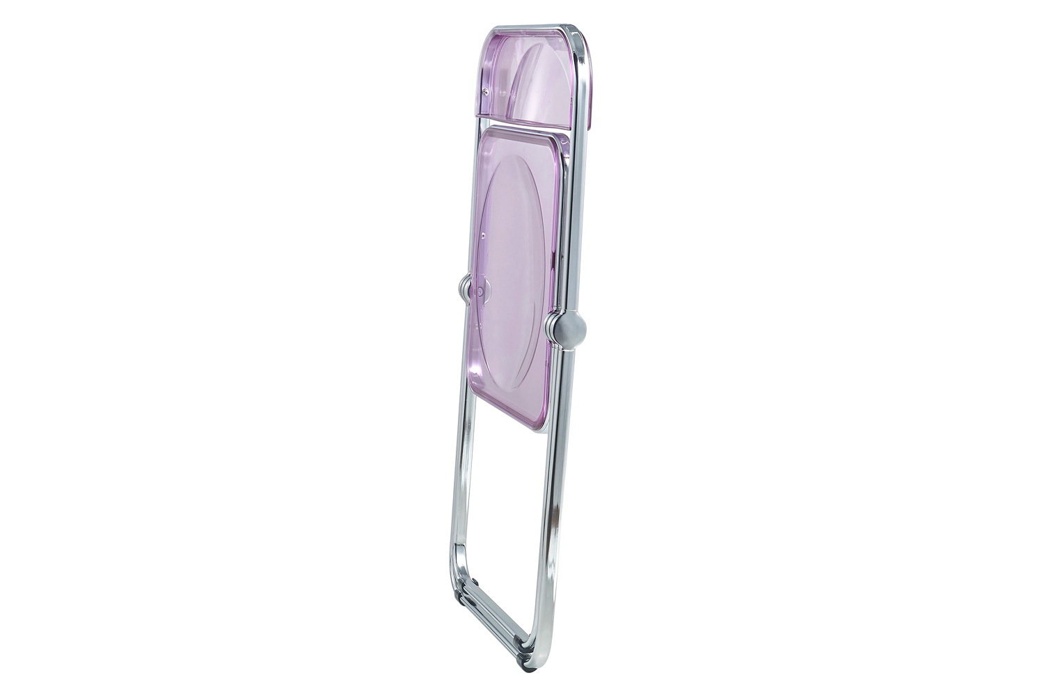 LeisureMod Lawrence Acrylic Folding Chair with Chrome Metal Frame - Magenta