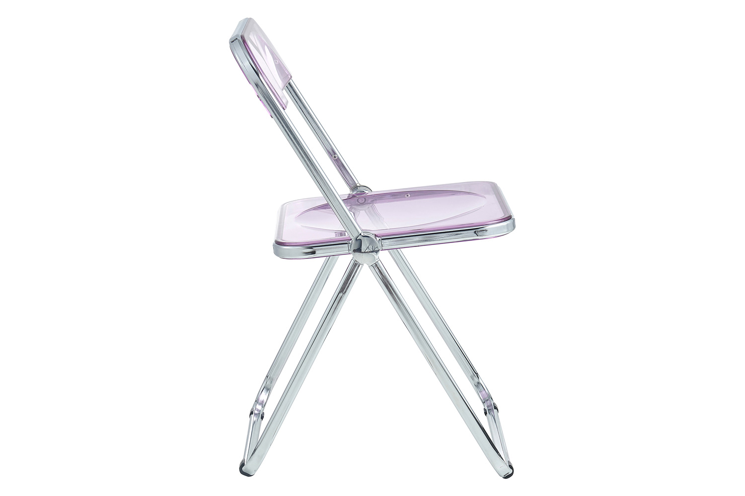 LeisureMod Lawrence Acrylic Folding Chair with Chrome Metal Frame - Magenta