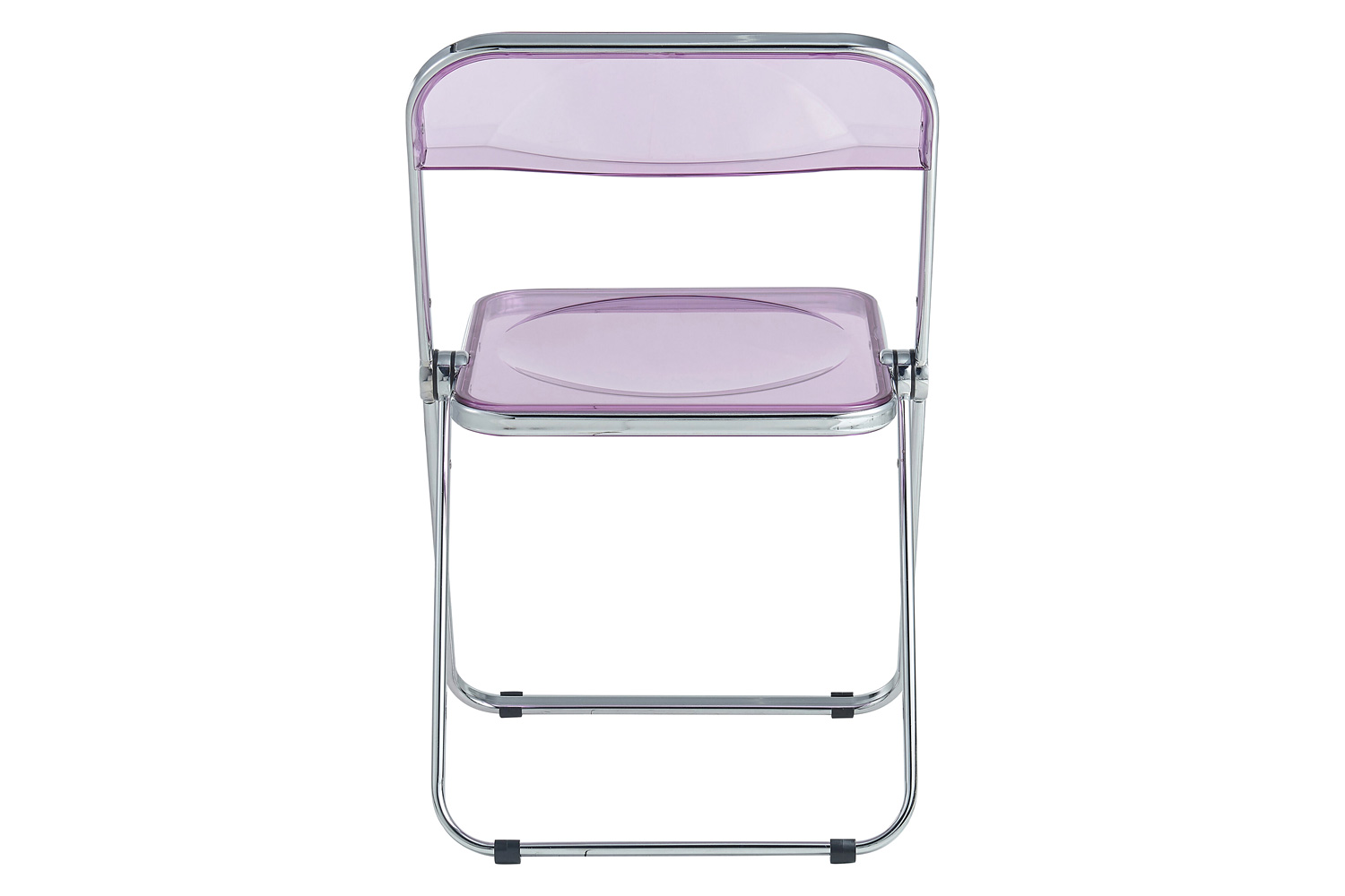 LeisureMod Lawrence Acrylic Folding Chair with Chrome Metal Frame - Magenta