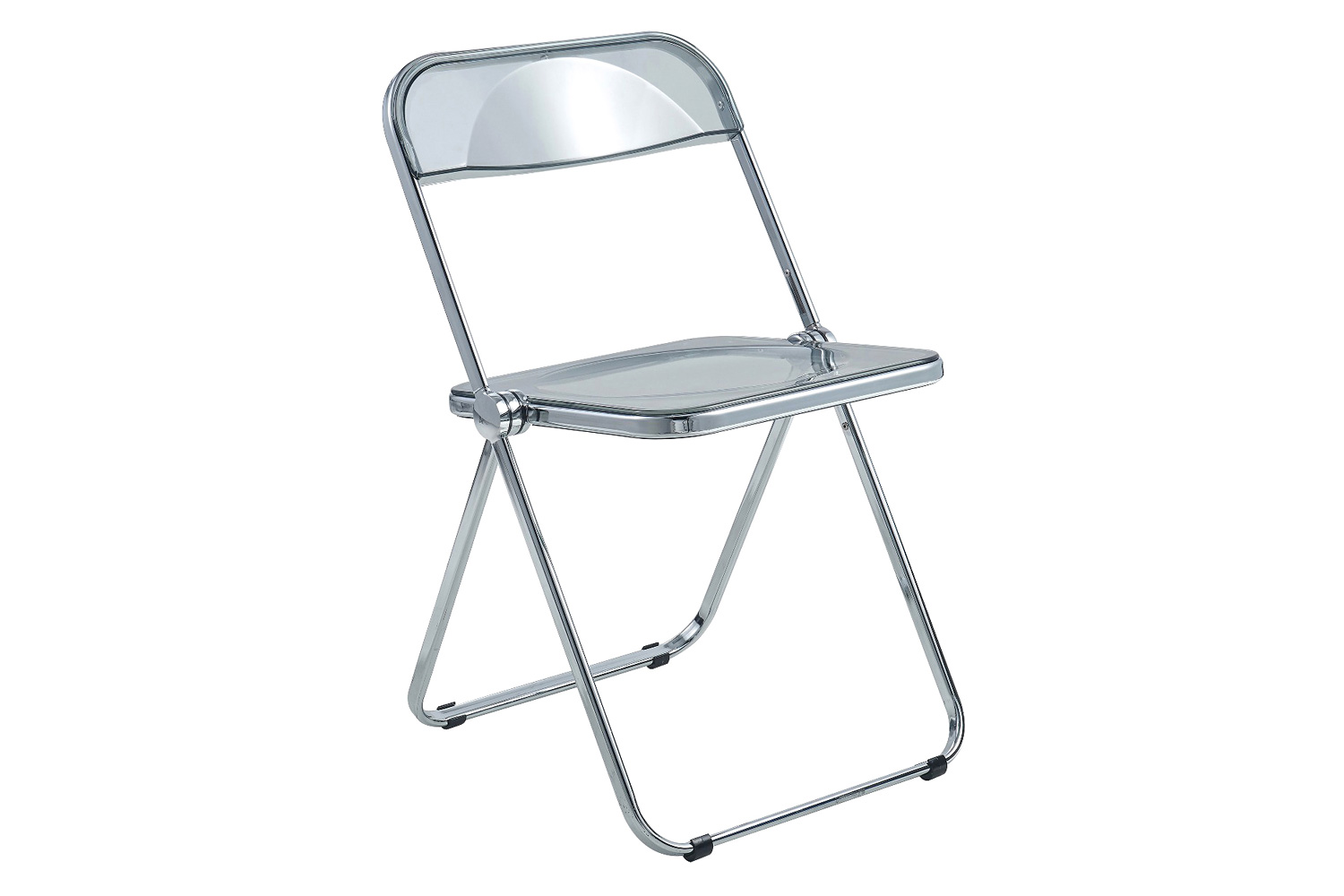 LeisureMod Lawrence Acrylic Folding Chair with Chrome Metal Frame