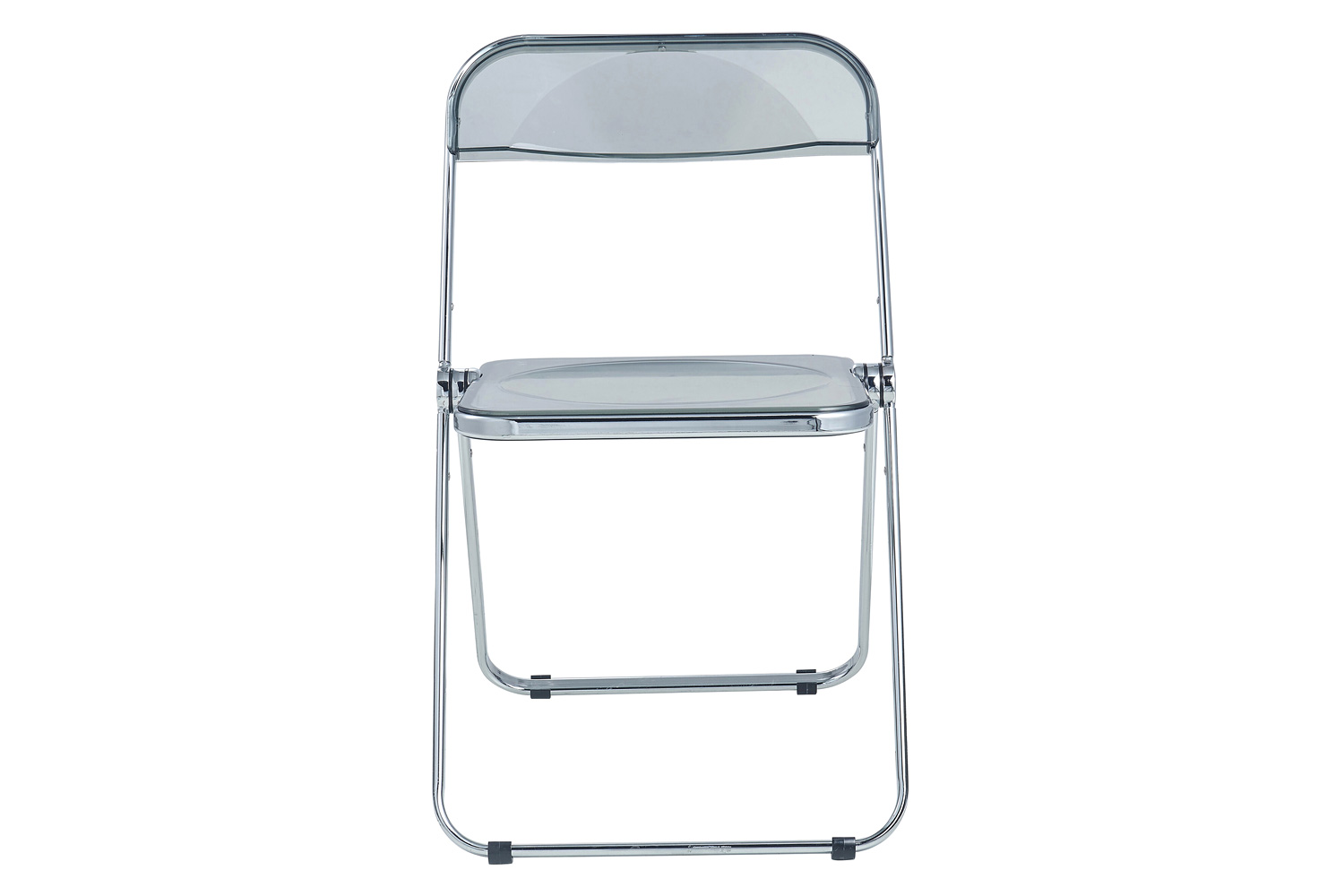 LeisureMod Lawrence Acrylic Folding Chair with Chrome Metal Frame - Transparent/Black