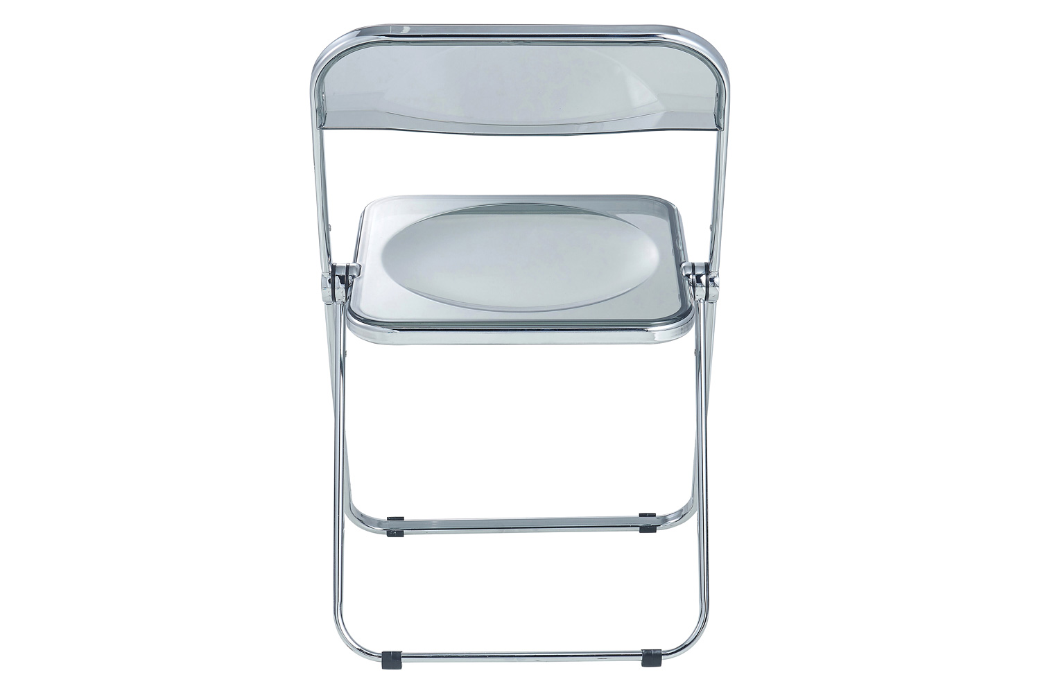 LeisureMod Lawrence Acrylic Folding Chair with Chrome Metal Frame - Transparent/Black