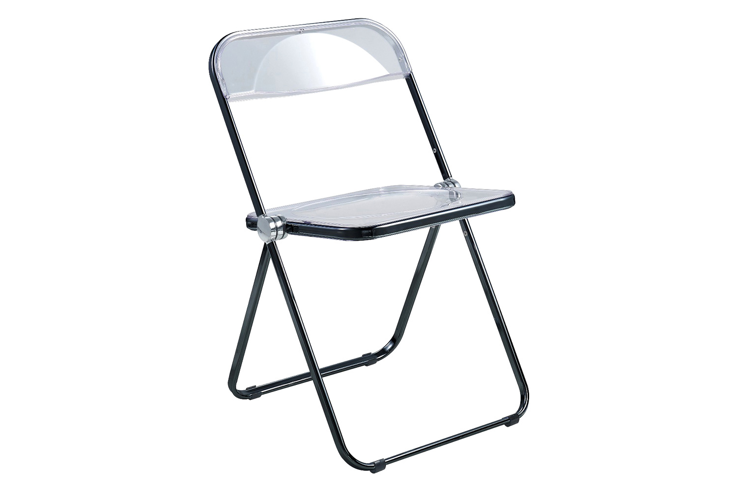 LeisureMod Lawrence Acrylic Folding Chair with Color Metal Frame - Black