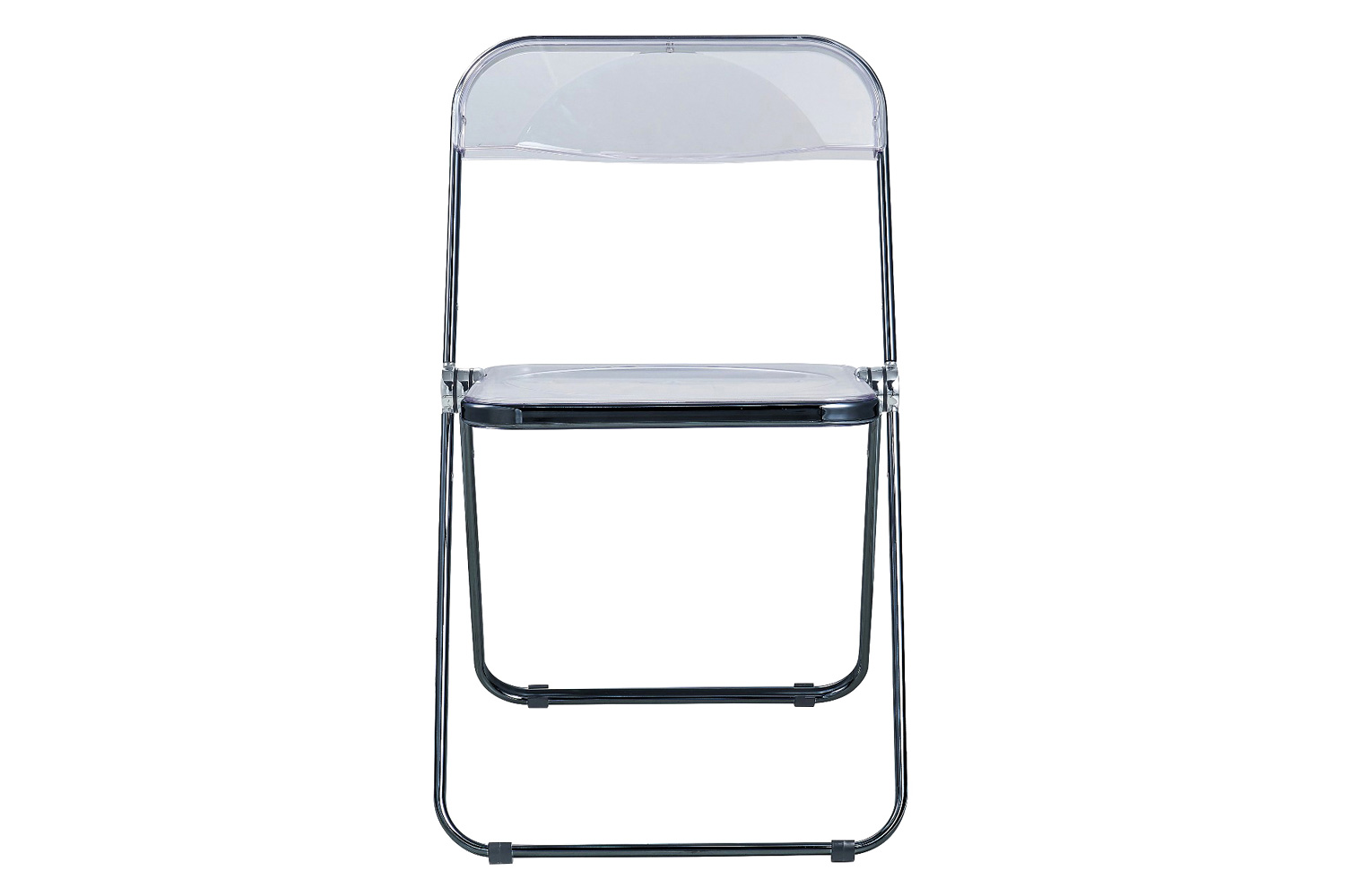 LeisureMod Lawrence Acrylic Folding Chair with Color Metal Frame - Black