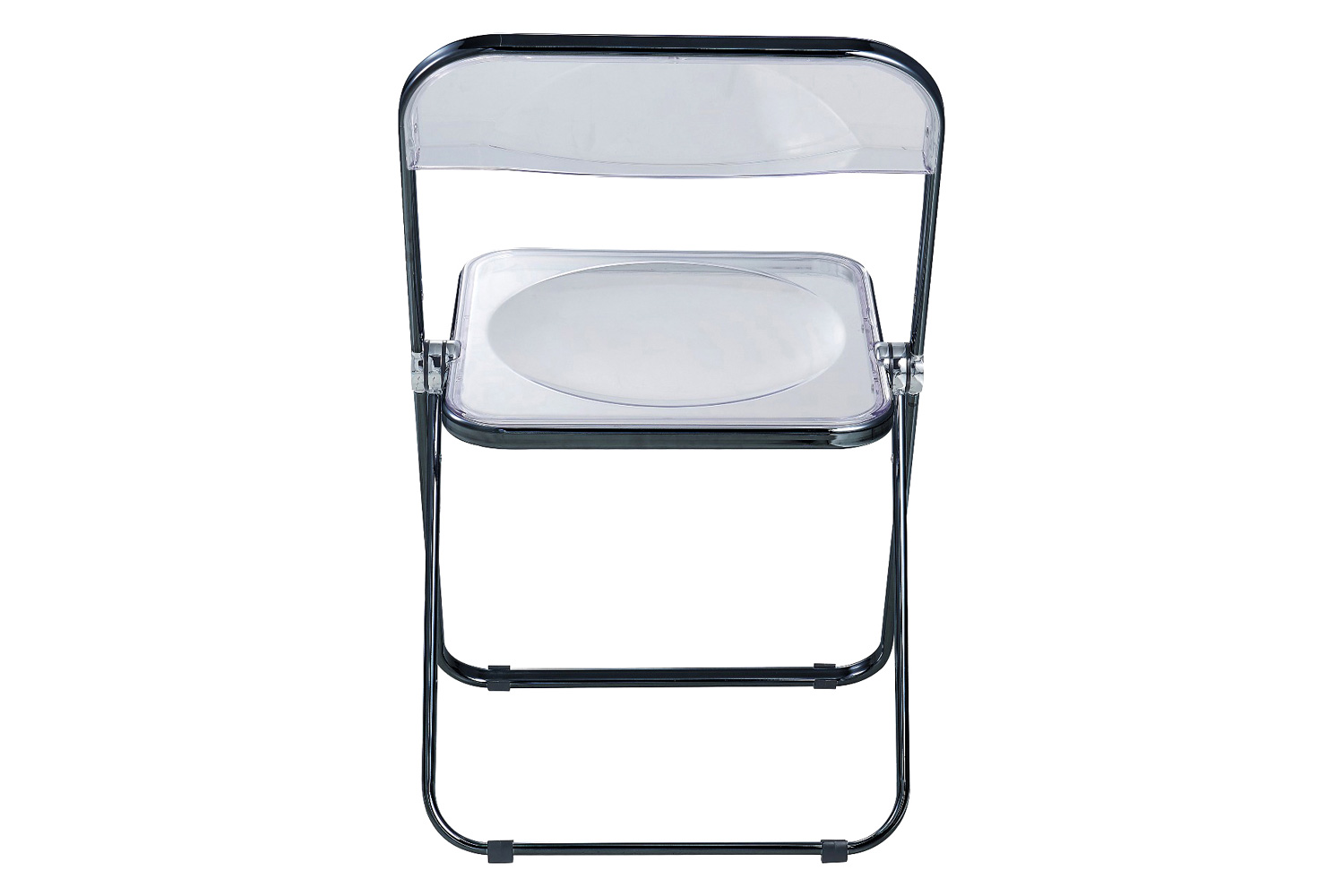 LeisureMod Lawrence Acrylic Folding Chair with Color Metal Frame - Black