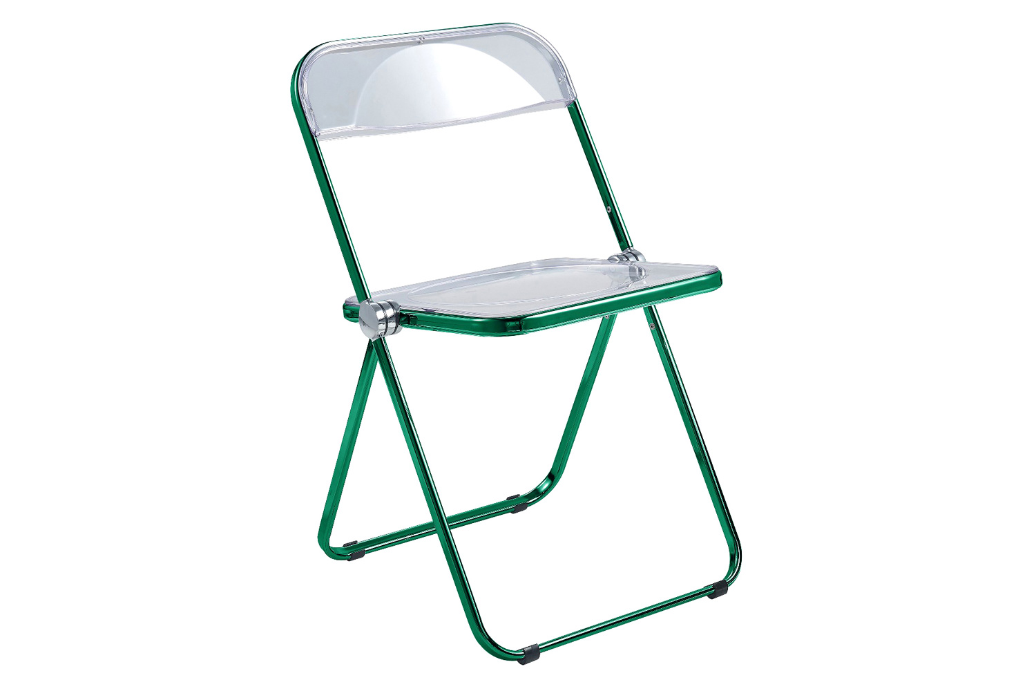 LeisureMod Lawrence Acrylic Folding Chair with Color Metal Frame