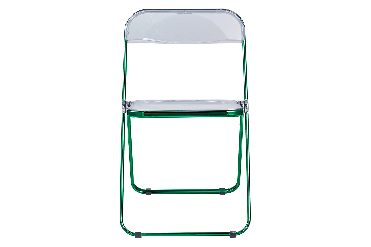 LeisureMod Lawrence Acrylic Folding Chair with Color Metal Frame - Green