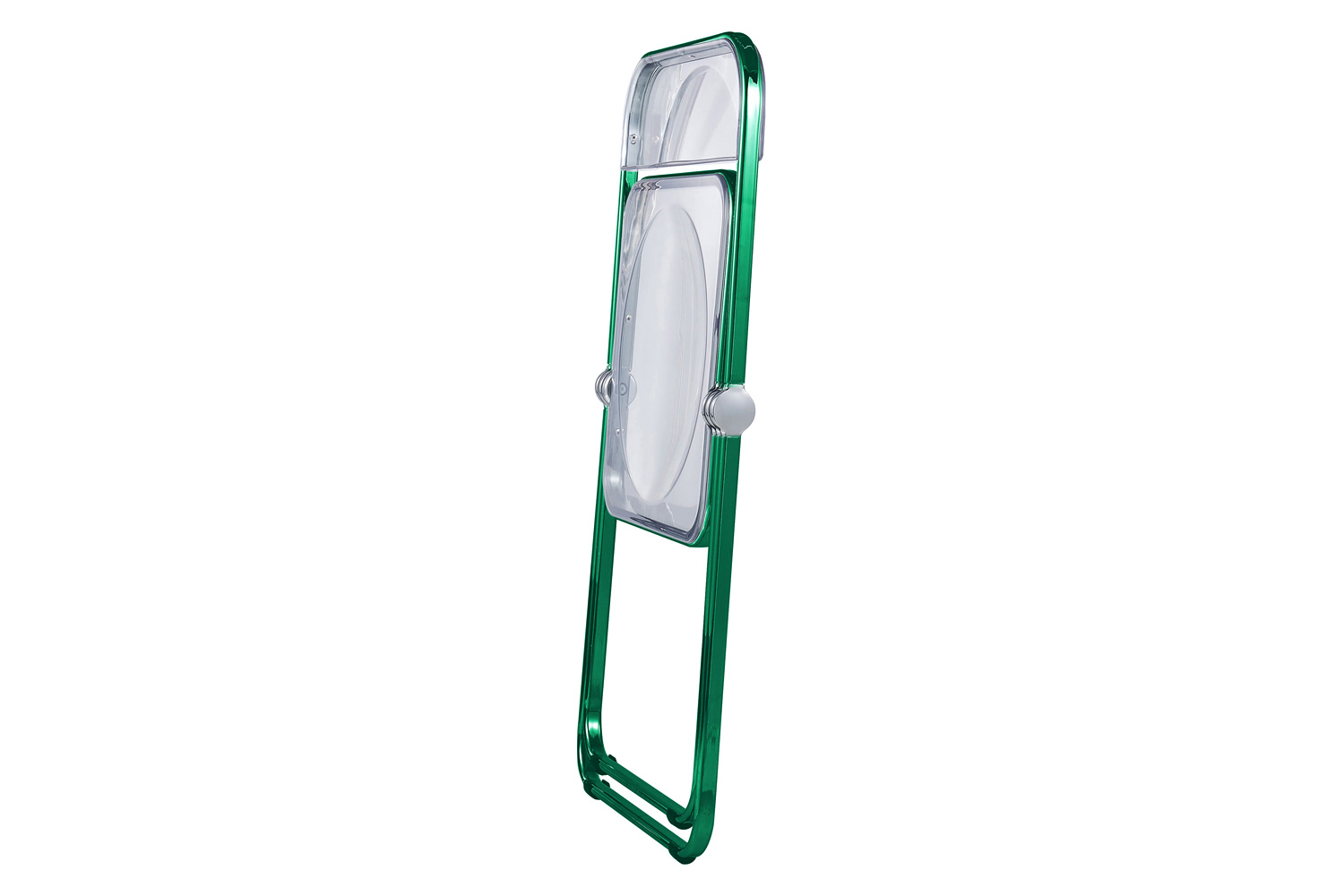 LeisureMod Lawrence Acrylic Folding Chair with Color Metal Frame - Green